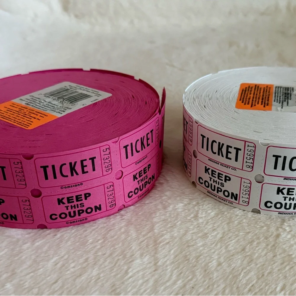 Amscan Pink and White Raffle Ticket Rolls